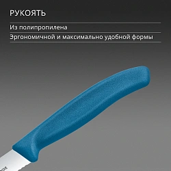 Нож кухонный Victorinox Swiss Classic (6.7732.C1) для чистки овощей и фруктов лезв.100мм серрейт. заточка синий