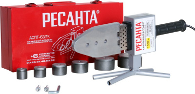 Сварочный аппарат для пластиковых труб Ресанта АСПТ-63/1К 1кВт Тмакс.:300 парн.насад. (кейс в компл.) (65/107)
