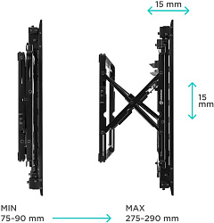 Кронштейн для телевизора Onkron PRO7G черный 50"-70" макс.50кг настенный наклонно-выдвижной