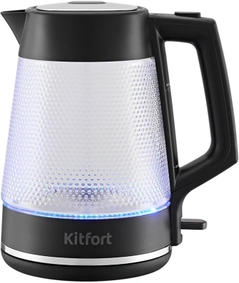 Чайник электрический Kitfort КТ-6710 1.7л. 2200Вт черный/серебристый корпус: стекло/металл/пластик