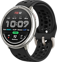 Смарт-часы Amazfit Active 2R A2437 43.9мм 1.32" AMOLED корп.серебристый рем.черный разм.брасл.:135-195мм (6970100377712)