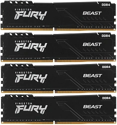 Память DDR4 4x8GB 3600MHz Kingston KF436C17BBK4/32 Fury Beast Black RTL Gaming PC4-28800 CL17 DIMM 288-pin 1.35В kit single rank с радиатором Ret