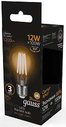 Лампа светодиодная Gauss Filament 102902112 12Вт цок.:E27 груша 185B св.свеч.бел.теп. грушевидная (упак.:1шт)
