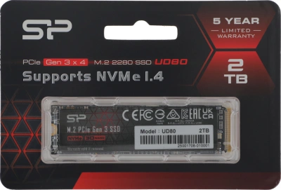 Накопитель SSD Silicon Power PCIe 3.0 x4 2TB SP02KGBP34UD8005 M-Series UD80 M.2 2280