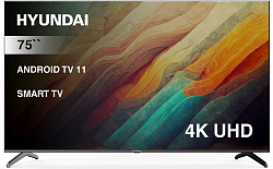 Телевизор LED Hyundai 75" H-LED75BU7006 Android TV Frameless черный 4K Ultra HD 60Hz DVB-T DVB-T2 DVB-C DVB-S DVB-S2 USB WiFi Smart TV