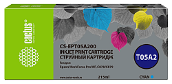 Картридж струйный Cactus CS-EPT05A200 T05A2 голуб.пигм. (215мл) для Epson WorkForce Pro WF-C878/C879 с чипом