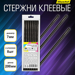 Cтержни клеев. для клеев.пист. Silwerhof 7-200-8-BLA дл.200мм D7мм черный упак:8шт
