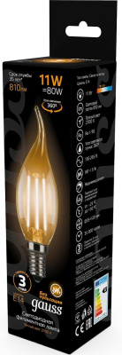 Лампа филам. Gauss Filament 11Вт цок.:E14 свеча 220B 2700K св.свеч.бел.теп. CF35 (упак.:1шт) (104801111)