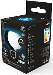 Лампа светодиодная Gauss Filament 1017802210-D 10Вт цок.:E27 груша 220B св.свеч.бел.нейт. (упак.:1шт)