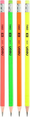 Карандаш ч/г Deli EU51600 Neon HB трехгран. тополь карт.кор. (12шт) ластик