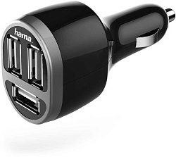 Автомобильное зар./устр. Hama H-173603 5W 2.1A+2.1A+1A 3xUSB универсальное черный (00173603)