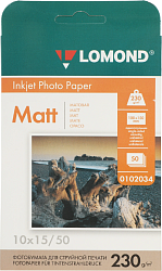 Фотобумага Lomond 0102034 10x15/230г/м2/50л./белый матовое для струйной печати