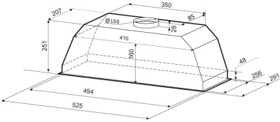 Вытяжка встраиваемая Krona Ameli 600 PB черный управление: кнопочное (1 мотор)