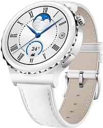 Смарт-часы Huawei Watch GT 3 Pro Frigga-B19V 43мм 1.32" AMOLED корп.белый/серебристый рем.белый разм.брасл.:130-190мм (55028857)