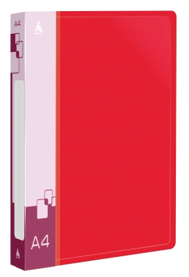 Папка на 4-х кольцах Бюрократ -0827/4RRED A4 пластик 0.7мм кор.27мм внутр. с вставкой красный