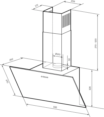 Вытяжка каминная Lex Moza 600 R1 черный управление: кнопочное (1 мотор)