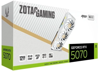 Видеокарта Zotac PCI-E 4.0 RTX 5070 AMP WHITE ED NVIDIA GeForce RTX 5070 12Gb 192bit GDDR7 2587/28000 HDMIx1 DPx3 HDCP Ret