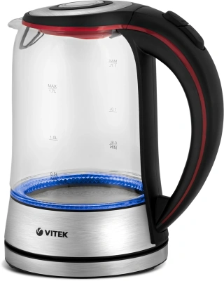 Чайник электрический Vitek VT-7009 1.7л. 2200Вт прозрачный корпус: стекло