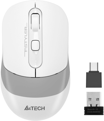 Мышь A4Tech Fstyler FG10CS Air белый/серый оптическая 2000dpi silent беспров. USB для ноутбука 4but (FG10CS AIR GRAYISH WHITE)