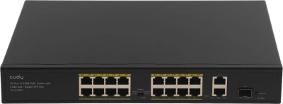 Коммутатор Cudy FS1018PS1 (L2) 16x100Мбит/с 2x1Гбит/с 1SFP 16PoE+ 200W неуправляемый