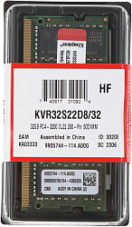 Память DDR4 32GB 3200MHz Kingston KVR32S22D8/32 Valueram RTL PC4-25600 CL22 SO-DIMM 260-pin 1.2В dual rank Ret