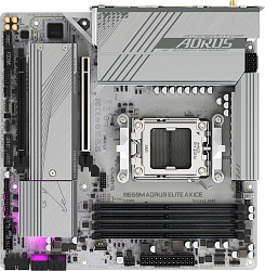 Материнская плата Gigabyte B650M A ELITE AX ICE Socket AM5 AMD B650 4xDDR5 mATX AC`97 8ch(7.1) 2.5Gg RAID+HDMI+DP