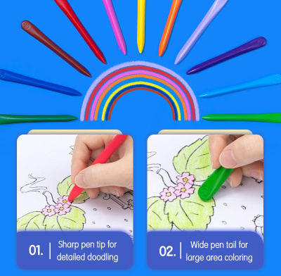 Мелки пластик. Deli EC222-24 Color Kids трехгр. 24цв. (24шт) пласт.туб. гол.