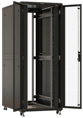Шкаф коммутационный Hyperline (TTBR-4288-DD-RAL9004) напольный 42U 800x800мм пер.дв.перфор. задн.дв.перфор. 2 бок.пан. 1000кг черный 710мм 123.38кг 2055мм IP20 сталь