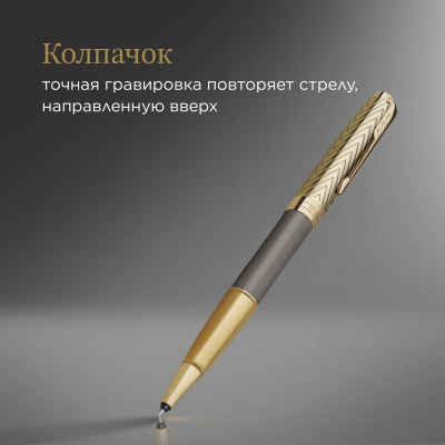 Ручка роллер Parker Sonnet Pioneers T542 (2201040) Arrow Grey GT F черн. черн. подар.кор.
