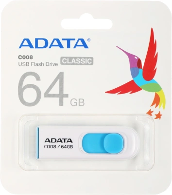 Флеш Диск A-Data 64GB Classic C008 AC008-64G-RWE USB2.0 синий/белый