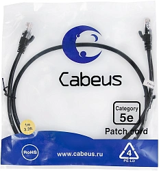 Патч-корд Cabeus PC-UTP-RJ45-CAT.5E-1M-BK-LSZH U/UTP RJ-45 вил.-вилка RJ-45 кат.5E 1м черный LSZH