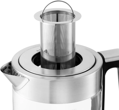 Чайник электрический Kitfort КТ-650 1.5л. 2200Вт серебристый корпус: стекло/металл