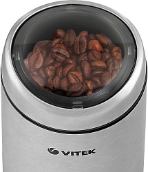 Кофемолка Vitek VT-1546 150Вт сист.помол.:ротац.нож вместим.:50гр серебристый