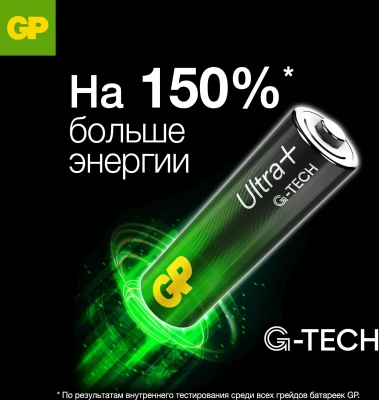 Батарея GP Ultra Plus Alkaline 24AUPA21-2CRSB4 AAA (4шт) блистер