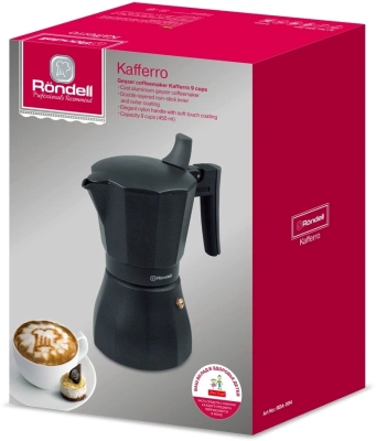 Кофеварка гейзерн. Rondell Kafferro RDA-994 0.45л алюминий темно-серый