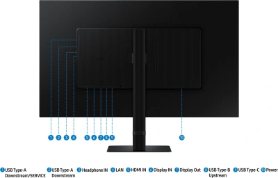 Монитор Samsung 32" ViewFinity S6 S32D604UAIXCI черный IPS LED 5ms 16:9 HDMI матовая HAS Piv 1000:1 350cd 178гр/178гр 2560x1440 100Hz DP Quad 2K (1440p) USB 7.2кг