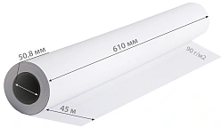 Бумага Cactus CS-PM90-61045 24"(A1) 610мм-45м/90г/м2/белый CIE155% матовое универсальная (с покрытием) втулка:50.8мм (2")