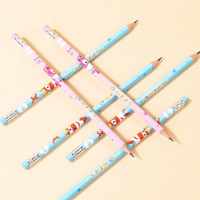 Карандаш ч/г Deli EC058-HB 2.2мм шестигран. тополь ассорти ластик