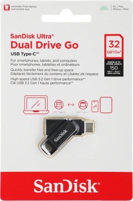 Флеш Диск Sandisk 32Gb Ultra Dual Drive Go SDDDC3-032G-G46 USB3.1 черный