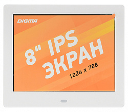 Фоторамка Digma 8" PF-843 IPS 1024x768 белый пластик ПДУ Видео