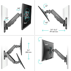 Кронштейн для телевизора Onkron G120 черный 13"-34" макс.8кг настенный поворот и наклон верт.перемещ.