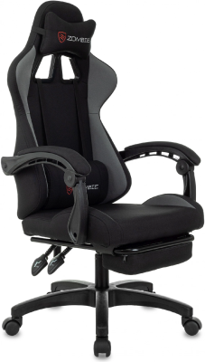 Кресло игровое Zombie Shadow черный/серый с подголов. крестов. пластик подст.для ног пластик черный