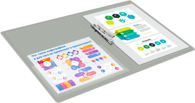Папка метал.зажим Бюрократ -PZ07CGREY A4 пластик 0.7мм внут.и торц.карм серый
