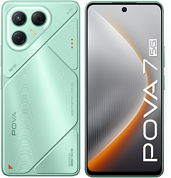 Смартфон Tecno Pova 7 5G 256Gb 8Gb зеленый моноблок 3G 4G 2Sim 6.78" 1080x2460 Android 15 50Mpix 802.11 a/b/g/n/ac/ax NFC GPS GSM900/1800 Protect microSD max1024Gb