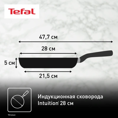 Сковорода Tefal Intuition B8170644 круглая 28см покрытие: Titanium ручка несъемная (без крышки) стальной (2100125771)
