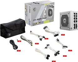 Блок питания MSI ATX 850W MAG A850GL WH PCIE5 80+ gold (20+4pin) APFC 120mm fan 8xSATA Cab Manag RTL