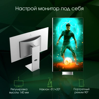 Монитор Digma Pro 31.5" Vision L серебристый QD OLED LED 0.03ms 16:9 HDMI глянцевая HAS Piv 1000cd 178гр/178гр 3840x2160 240Hz G-Sync FreeSync DP 4K USB 5.7кг