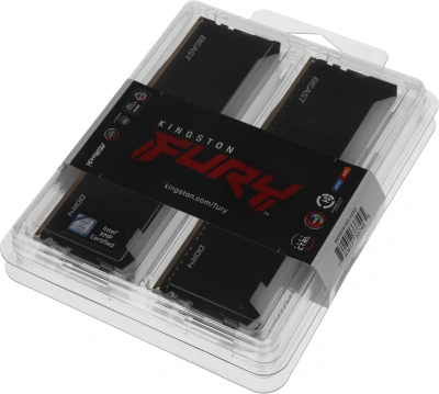 Память DDR4 4x16GB 3200MHz Kingston KF432C16BB2AK4/64 Fury Beast Black RGB RTL Gaming PC4-25600 CL16 DIMM 288-pin 1.35В dual rank с радиатором Ret