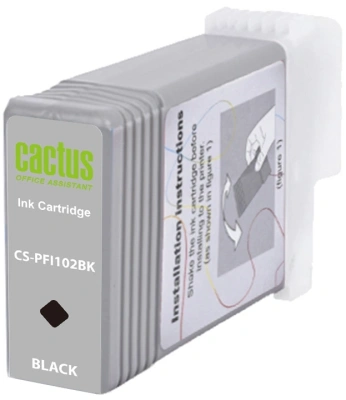 Картридж струйный Cactus CS-PFI102BK PFI-102 BK черный (130мл) для Canon iPF500/iPF600/iPF700/ MFP M40/iPF765/LP17/LP24