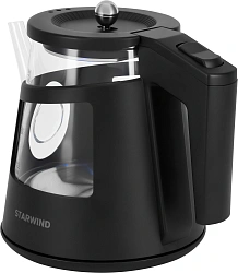 Чайник электрический Starwind SKG2113 1л. 1000Вт черный/прозрачный корпус: стекло